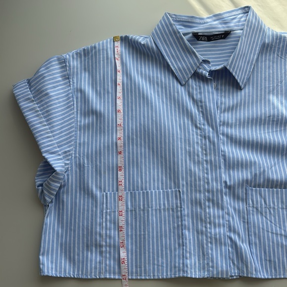 ZARA Cropped Striped Shirt – Size L - Picture 7 of 7